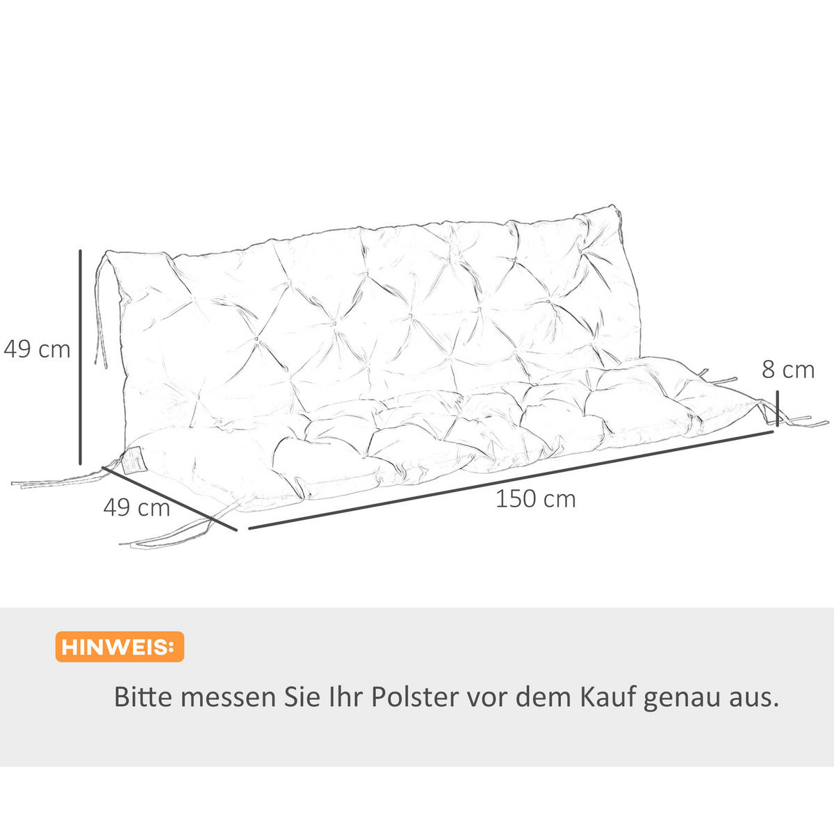 BANKAUFLAGE 3 Sitzer 150 x 98 x 8 cm - Rot, Kunststoff (150/8/98cm) - Outsunny