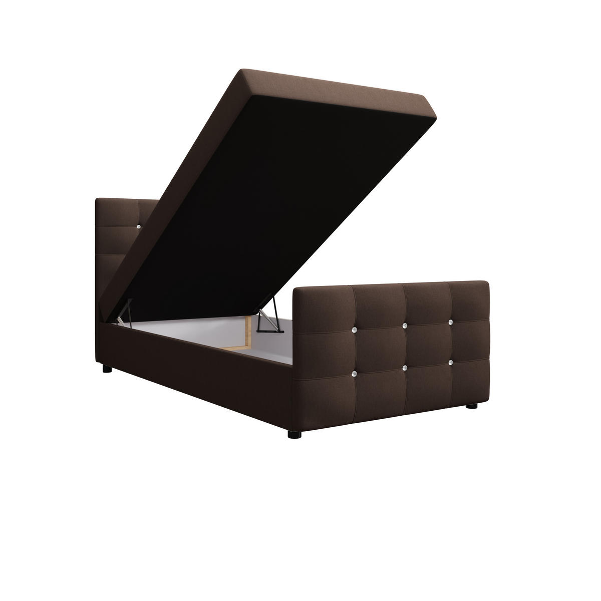 BOXBETT KLEO mini 100x200, mit Matratze H3, Bonell und Topper, Cosmic 800 - Dunkelbraun, Holz/Kunststoff (100/200cm) - Bedante