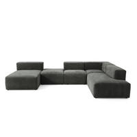5-SITZER modulares Wohnlandschaft U XXL HEAVEN SET 6 Rechts, Breite 375 cm Webstoff Dunkelgrau - Dunkelgrau/Schwarz, Holz/Kunststoff (245/73/375cm) - Muffo