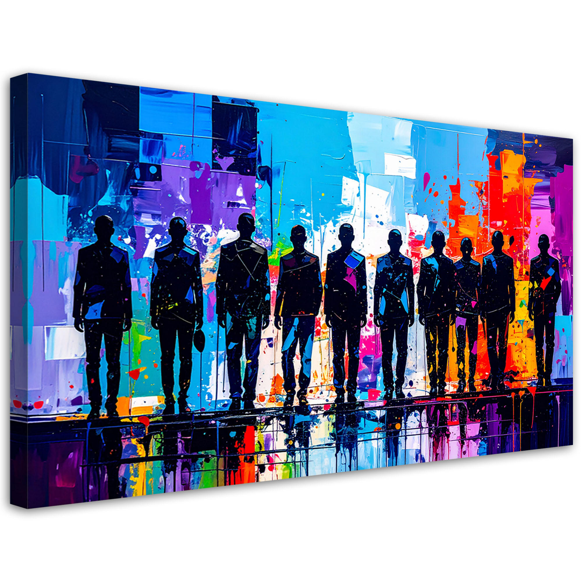 LEINWANDBILD Figuren Menschen Bunte Abstrakt 80x40cm - Multicolor, Textil (80/40cm) - Feeby