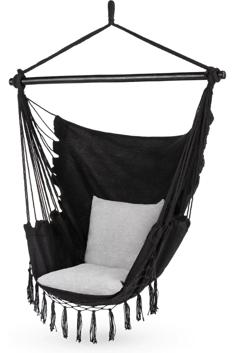 HÄNGESESSEL mit 2 Kissen 75/100/130 cm, bis 140 kg - Schwarz/Weiß, Textil (100/130/75cm) - Outtec