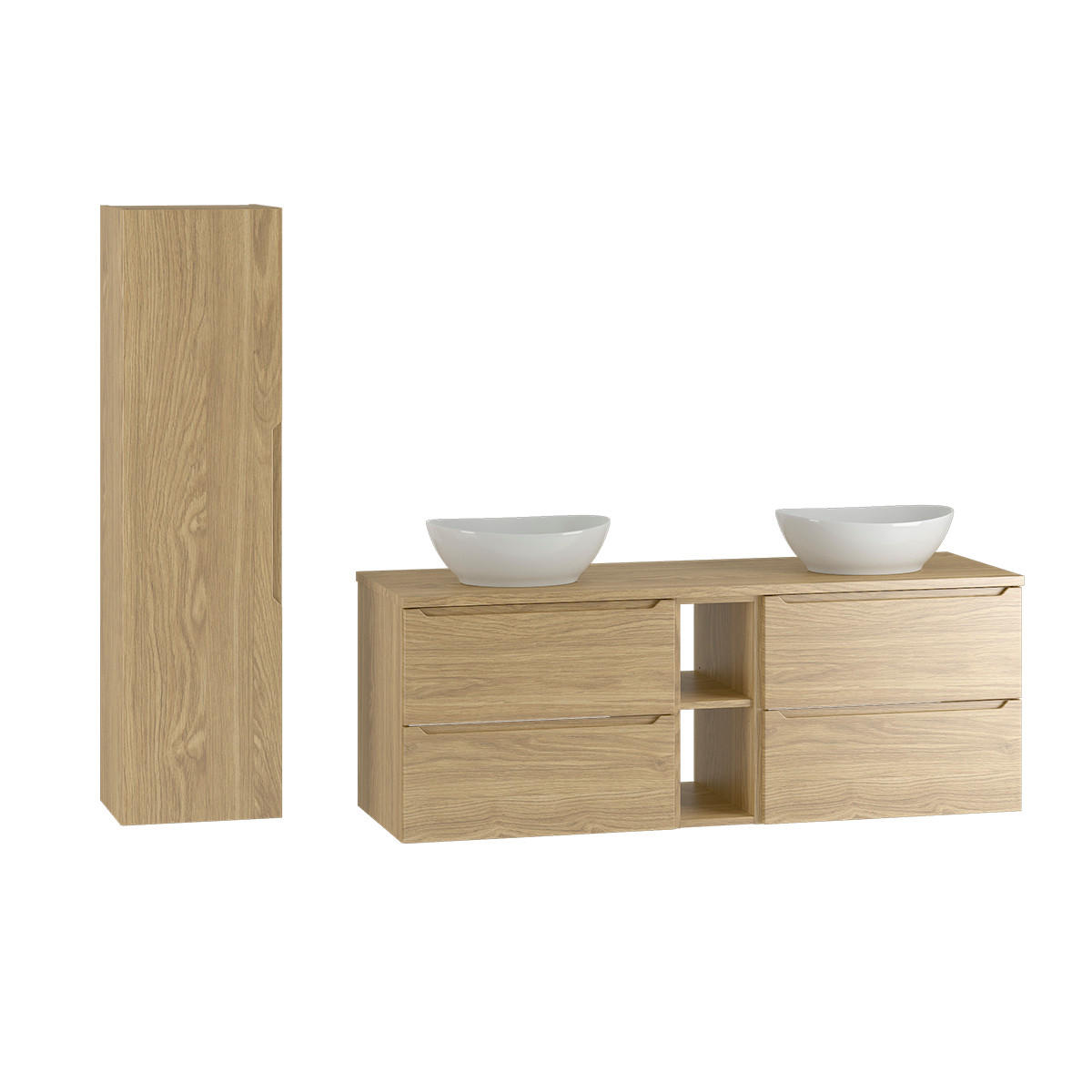 BADMÖBEL 140.6cm Viggo 2er-Set Holz - Braun, Holzwerkstoff (140.6/52.2/46.5cm) - Petits-meubles