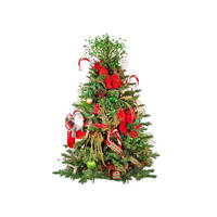 WEIHNACHTSBAUM künstlicher 150 cm, SANTA CLAUS, mit 87-teiligem Weihnachtsbaumschmuck, inkl. Metallständer und Aufbewahrungsbox - Rot/Goldfarben, Kunststoff/Metall (104/150cm) - LAALU