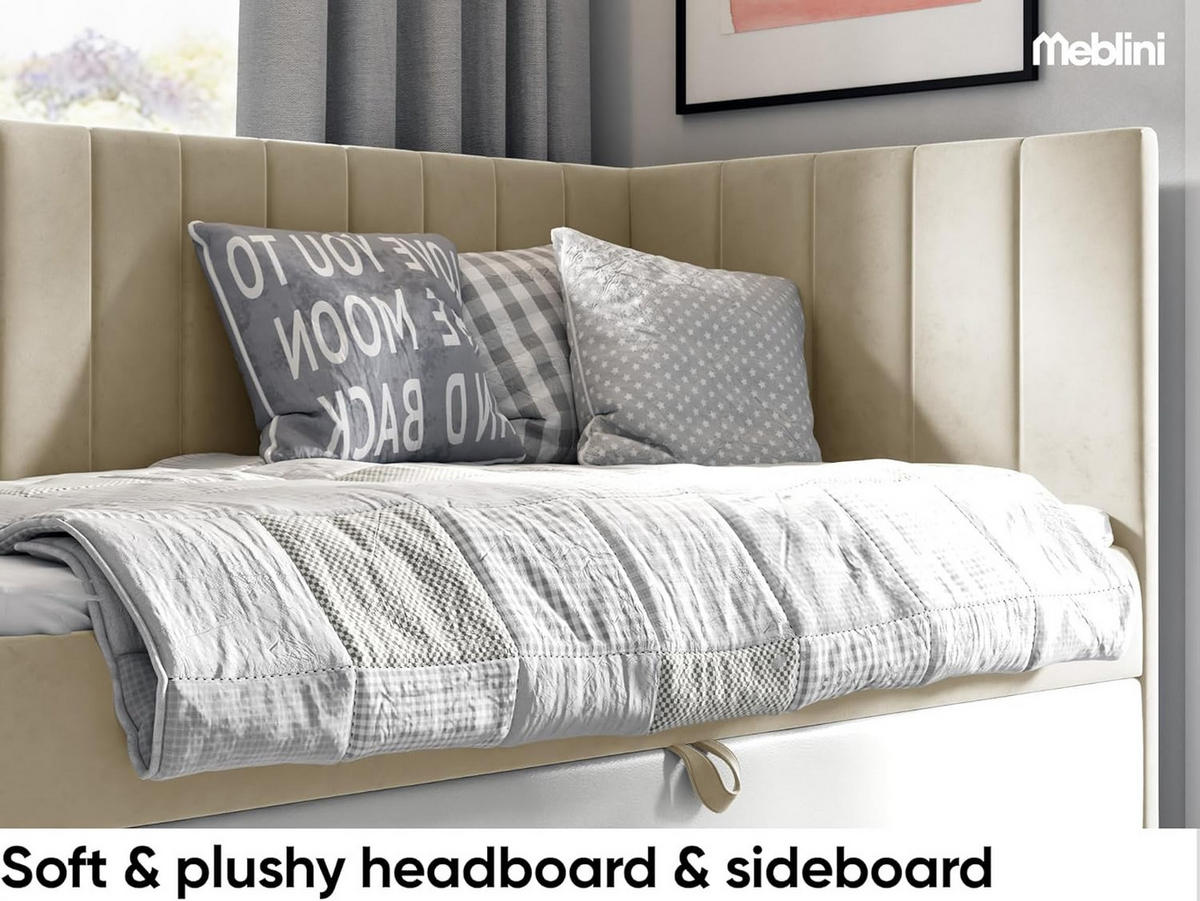 KINDERBETT MAYA 3 - Beige/Weiß, Holzwerkstoff (86/208cm) - Meblini