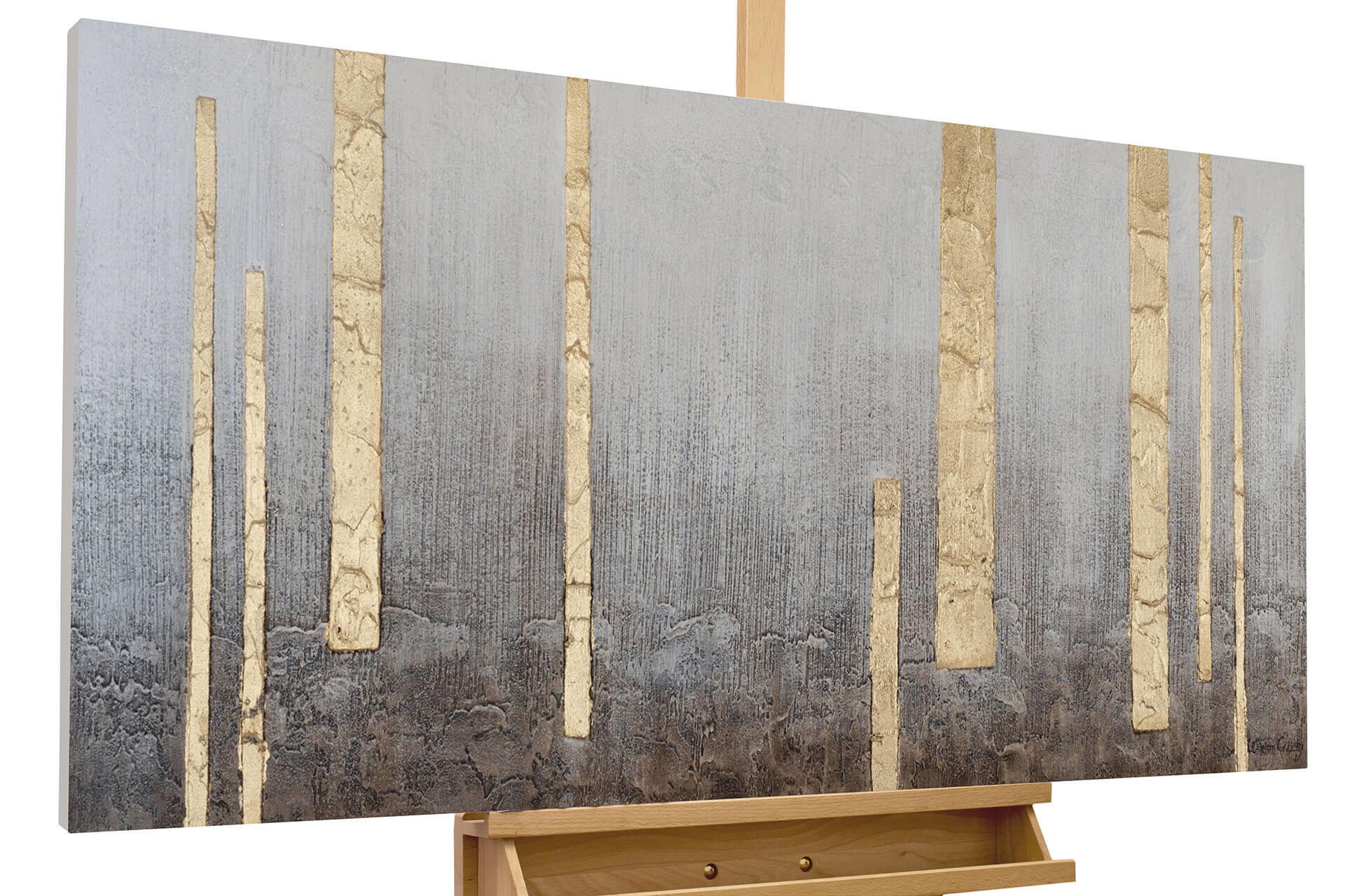 ACRYLBILD HANDGEMALT 120/60 cm - Grau, Holz/Textil (2/60cm) - KUNSTLOFT