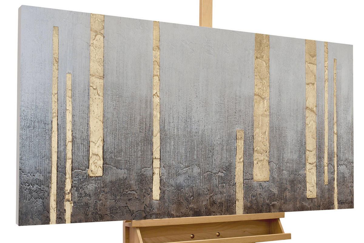ACRYLBILD HANDGEMALT 120/60 cm - Grau, Holz/Textil (2/60cm) - KUNSTLOFT