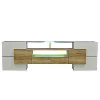 LOWBOARD DE-40581 mit LED und Hochglanz Weiß/Holz - Naturfarben, Holzwerkstoff (200/60/30cm) - ComfortXL