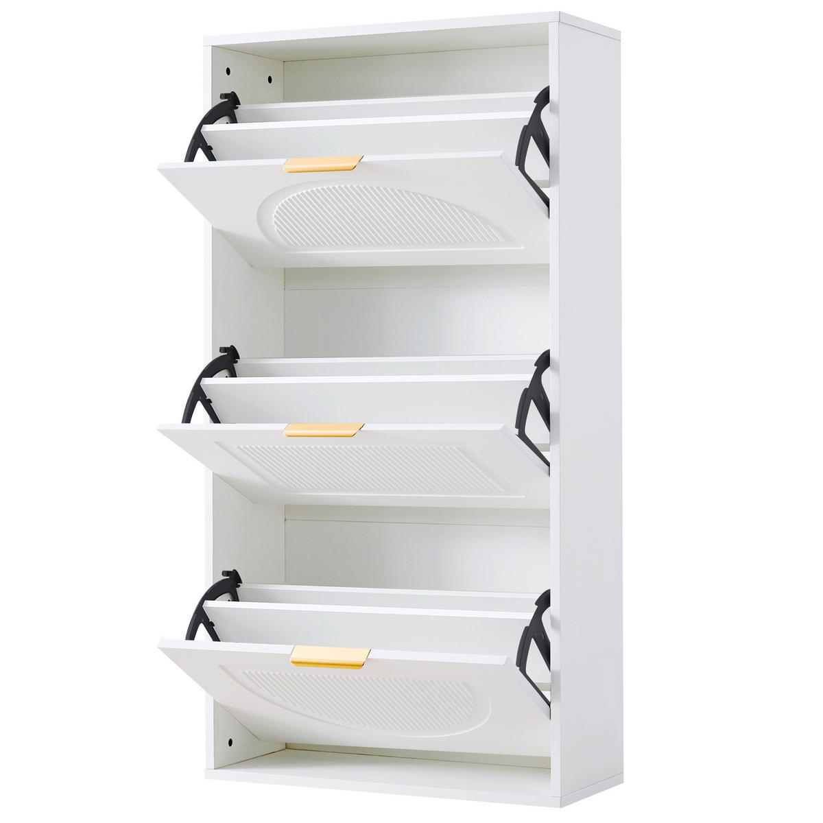 SCHUHSCHRANK 60/24/114 cm in Weiß mit 3 Klappen und verstellbaren Böden - Weiß, Holzwerkstoff (60/114/24cm) - Flora Grace