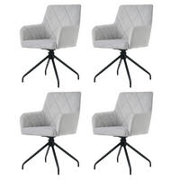 STUHL SET 4 Stück 360° Drehbarer mit Rautenmuster in Grau - Grau, Textil (54/85/60cm) - KOMHTOM