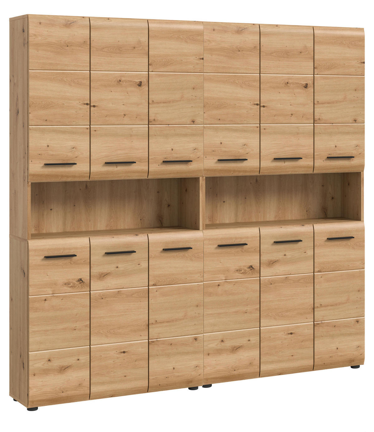 BADEZIMMERSCHRÄNKE Eiche Artisan, 2x Mehrzweckschrank 180 cm, viel Stauraum, Cover - Schwarz/Eiche Artisan, Holzwerkstoff/Kunststoff (180/185/30cm) - Inn.Furn
