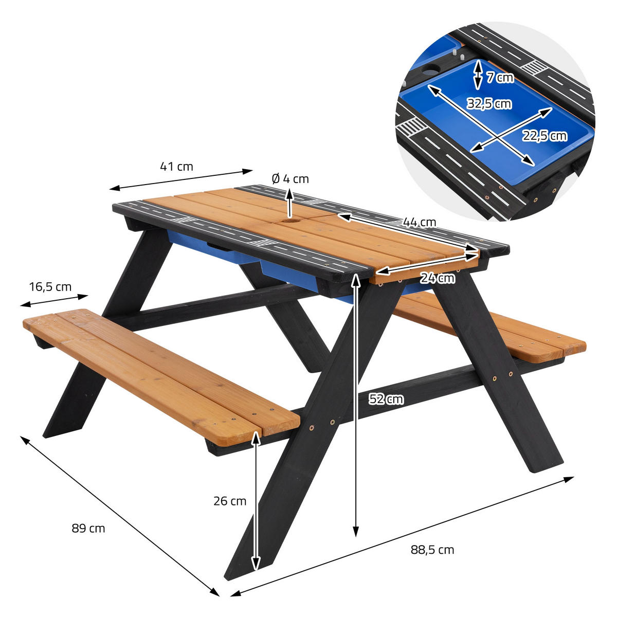 KINDERSITZGARNITUR OUTDOOR mit Spielwannen Naturbraun - Braun, Kunststoff - ML-DESIGN