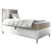 BOXBETT Maja Junior 1, Seite zum Öffnen des Bettkastens: Links - Creme/Weiß, Holz (90/200cm) - MIRJAN24
