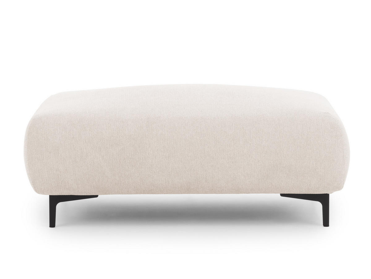 POLSTERHOCKER Cardea in Bubble-Optik aus weichem Creme Strukturstoff mit hohem Sitzkomfort - Creme/Schwarz, Holz/Textil (110/46/65cm) - S-Style Möbel