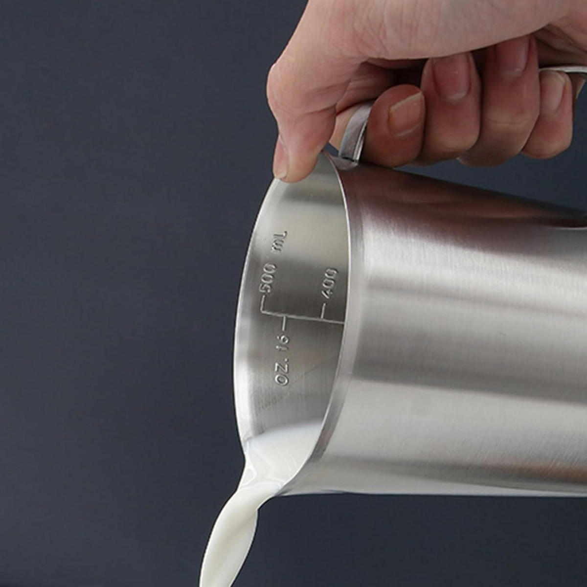 MESSBECHER 2-teiliges Set Edelstahl 500 ml - Silberfarben, Metall (0.5L)