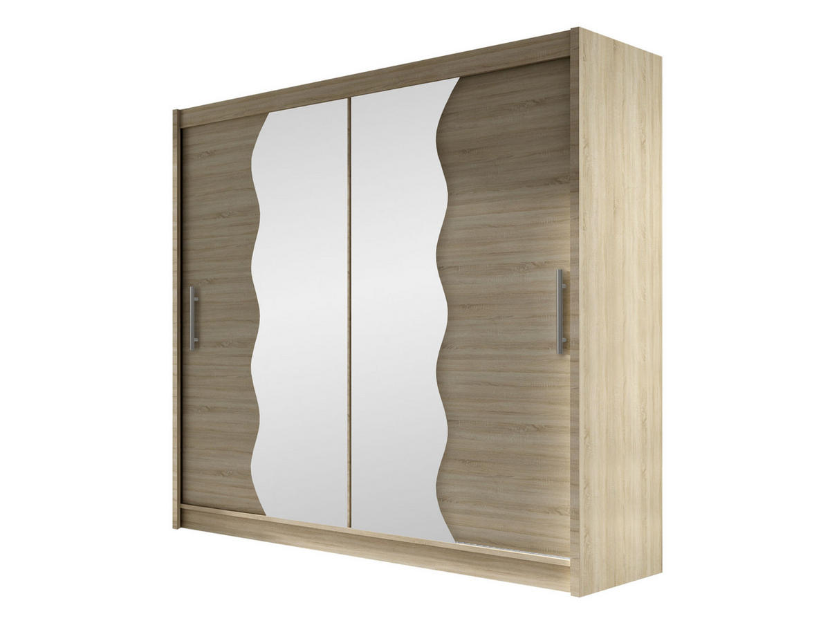 KLEIDERSCHRANK London X - Silberfarben/Sonoma Eiche, Holzwerkstoff/Kunststoff (180/215/58cm) - MIRJAN24