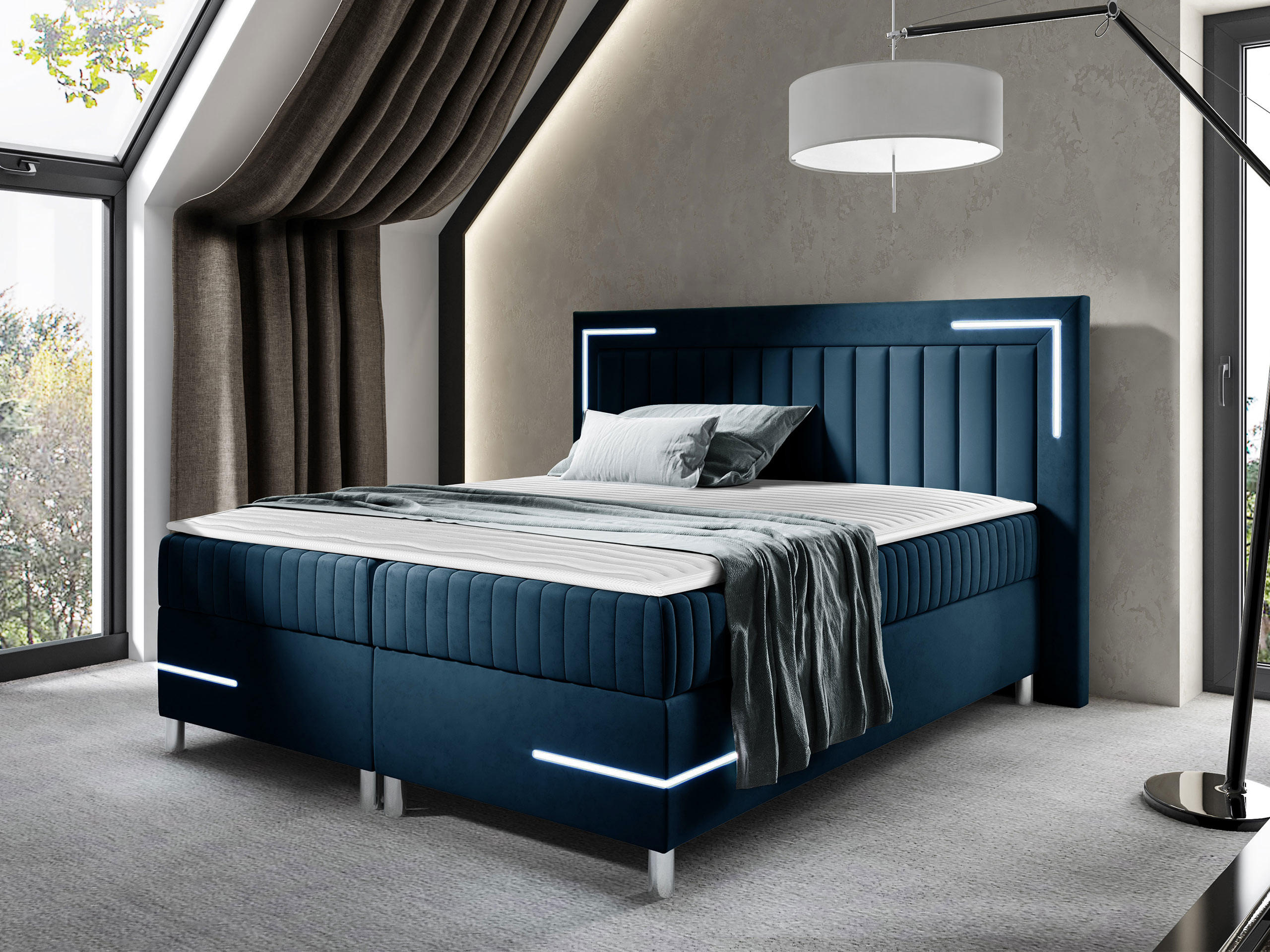 BOXBETT Tenosi 3 LED - Blau, Holz (200/200cm) - MIRJAN24