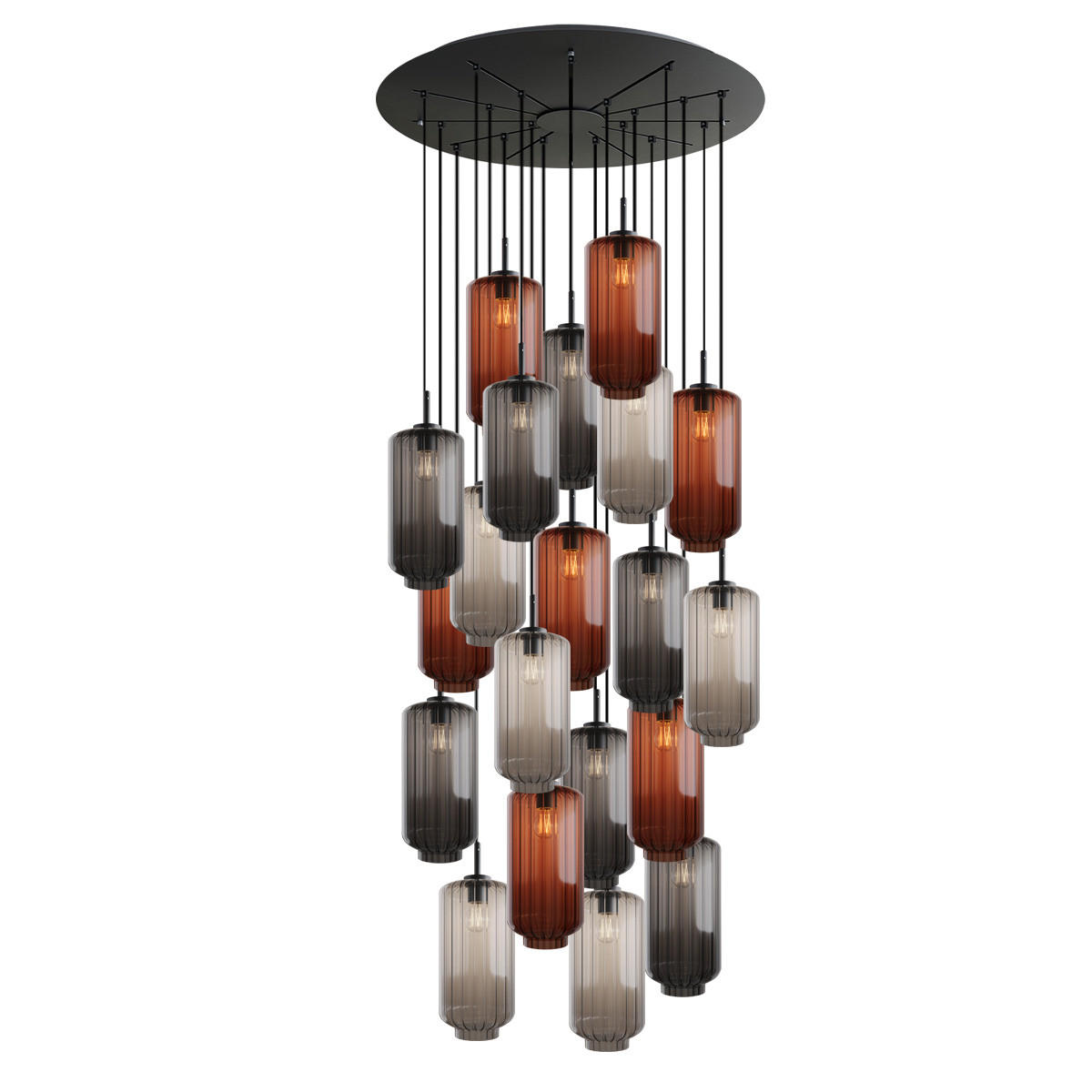 GALERIELEUCHTE Velo 20-flammig Mehrfarbig Ø 18cm - Multicolor/Schwarz, Glas (18/18/33cm) - s.luce