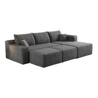 WOHNLANDSCHAFT Cord Dunkelgrau ohne Montage - Grau, Textil (241/58/151cm) - WISHDOR