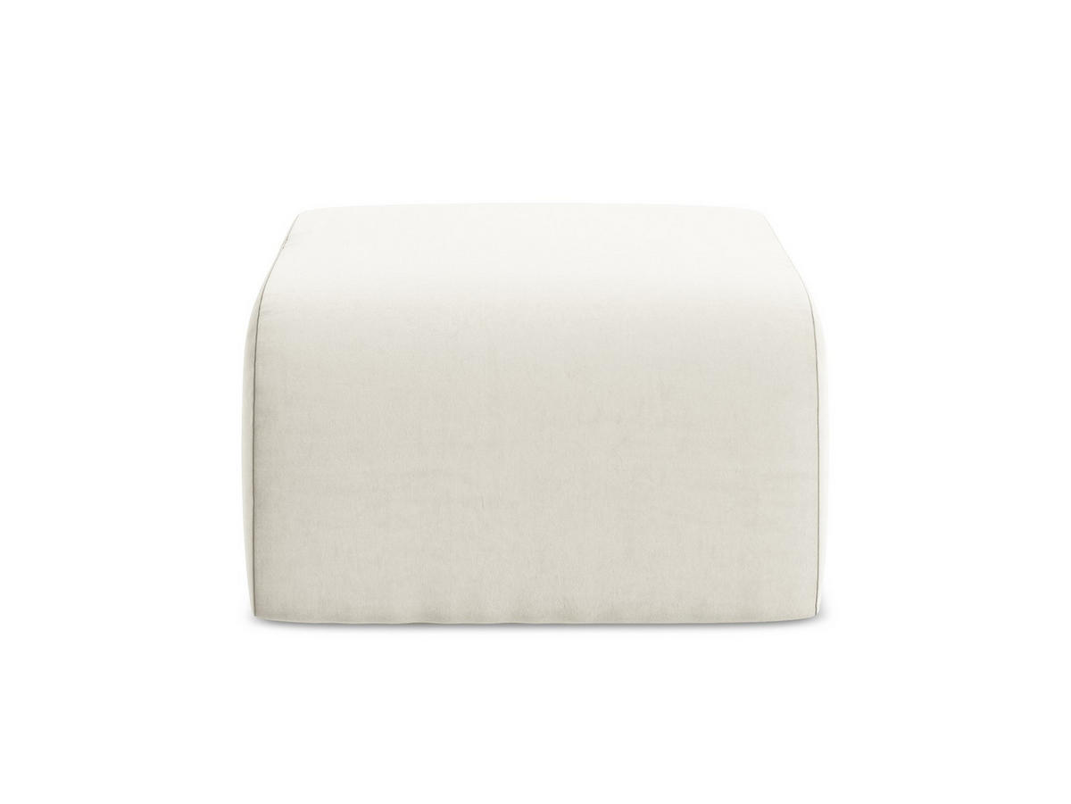 POUF Samt Stoff Beige - Creme/Schwarz, Holzwerkstoff/Kunststoff (72/42/94cm) - Makamii