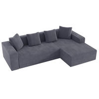 ECKSOFA 4-Sitzer Cord Grau mit Kissen - Grau, Textil (261/146cm) - WISHDOR