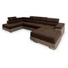 WOHNLANDSCHAFT CASONE L-S Braun Velours-Stoff mit Schlaffunktion - Braun, Holz (345/90/202cm) - MASSENO