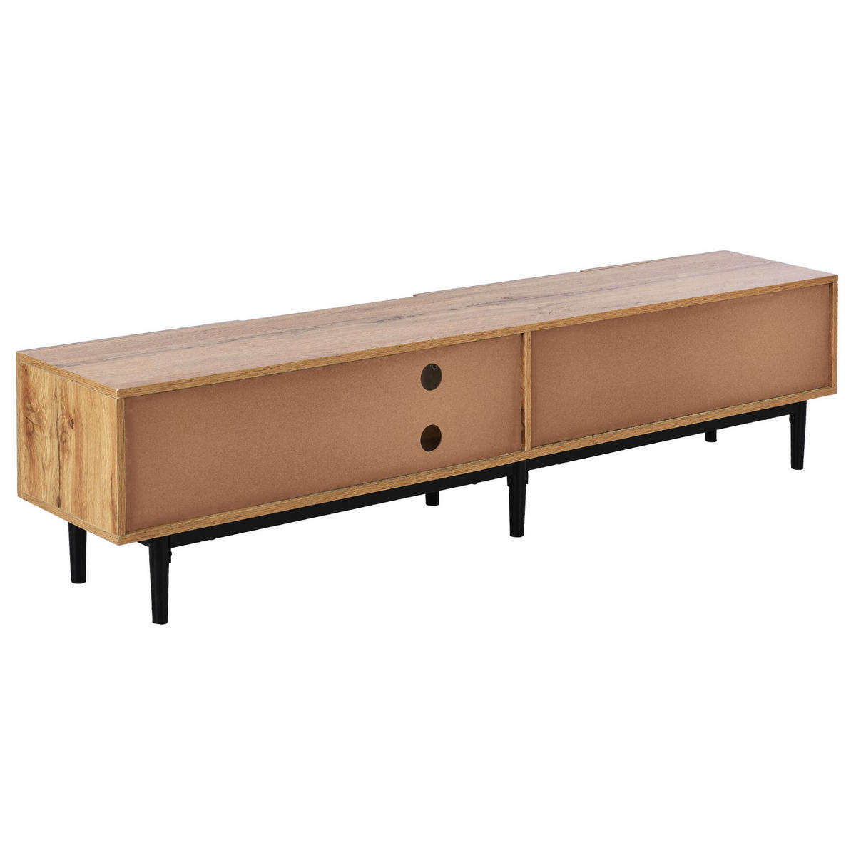 LOWBOARD 175/31/41 cm aus MDF mit LED-Beleuchtung Licht Eiche/Schwarz - Eichefarben, Holzwerkstoff (175/41/31cm) - Modenvie