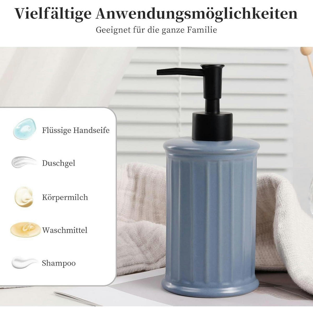 SEIFENSPENDER Keramik Blau 350ml - Blau, Keramik (9/14.3/9cm)