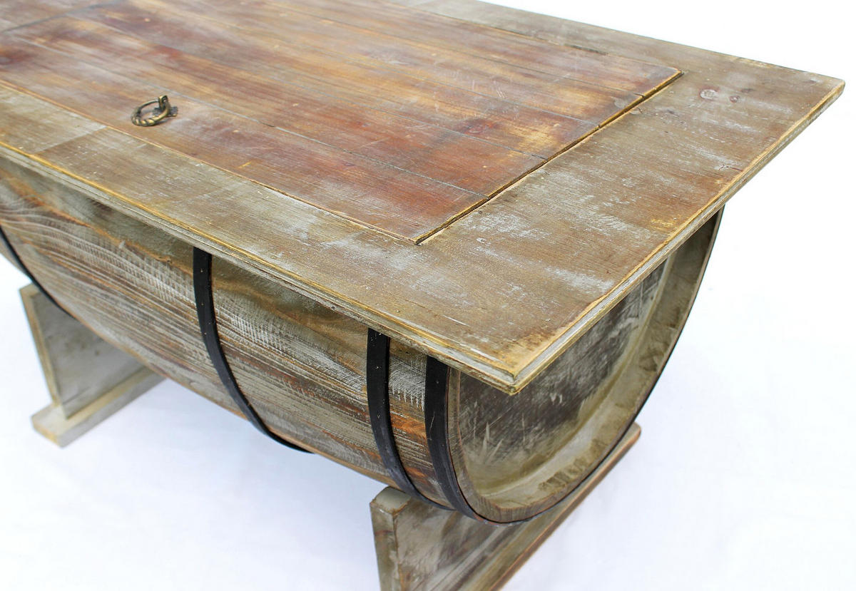 COUCHTISCH halbiertes Weinfass aus Holz Braun 80 cm 5084-H - Braun, Holz (50/80/43cm) - DanDiBo