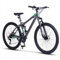 MOUNTAINBIKE 26 Zoll Schwarz + Grün, 21-Gang-Schaltung, Doppel-Scheibenbremsen, Carbonstahl - Grau, Metall (20cm) - Oxeza