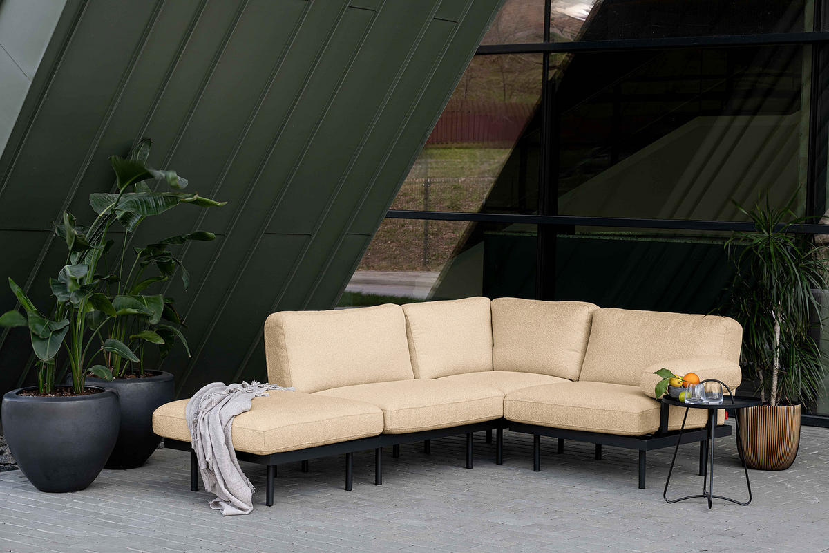 OUTDOOR-ECKSOFA - Beige, Textil/Metall (273/80/186cm) - home24