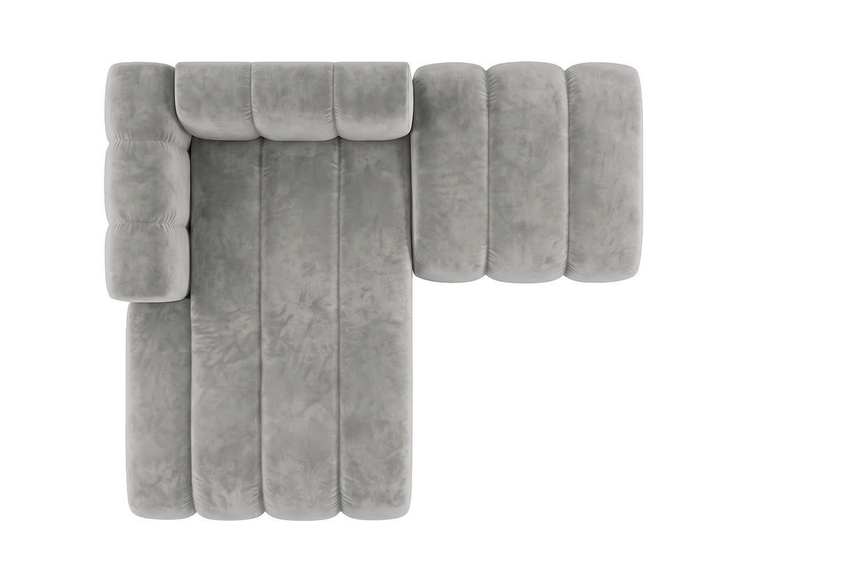 CHAISELONGUE Modulare Mit Hocker, Velvet-Stoff Riviera, Grau, Links, GRAND - Grau, Holz (204/179cm) - Kaiser Möbel