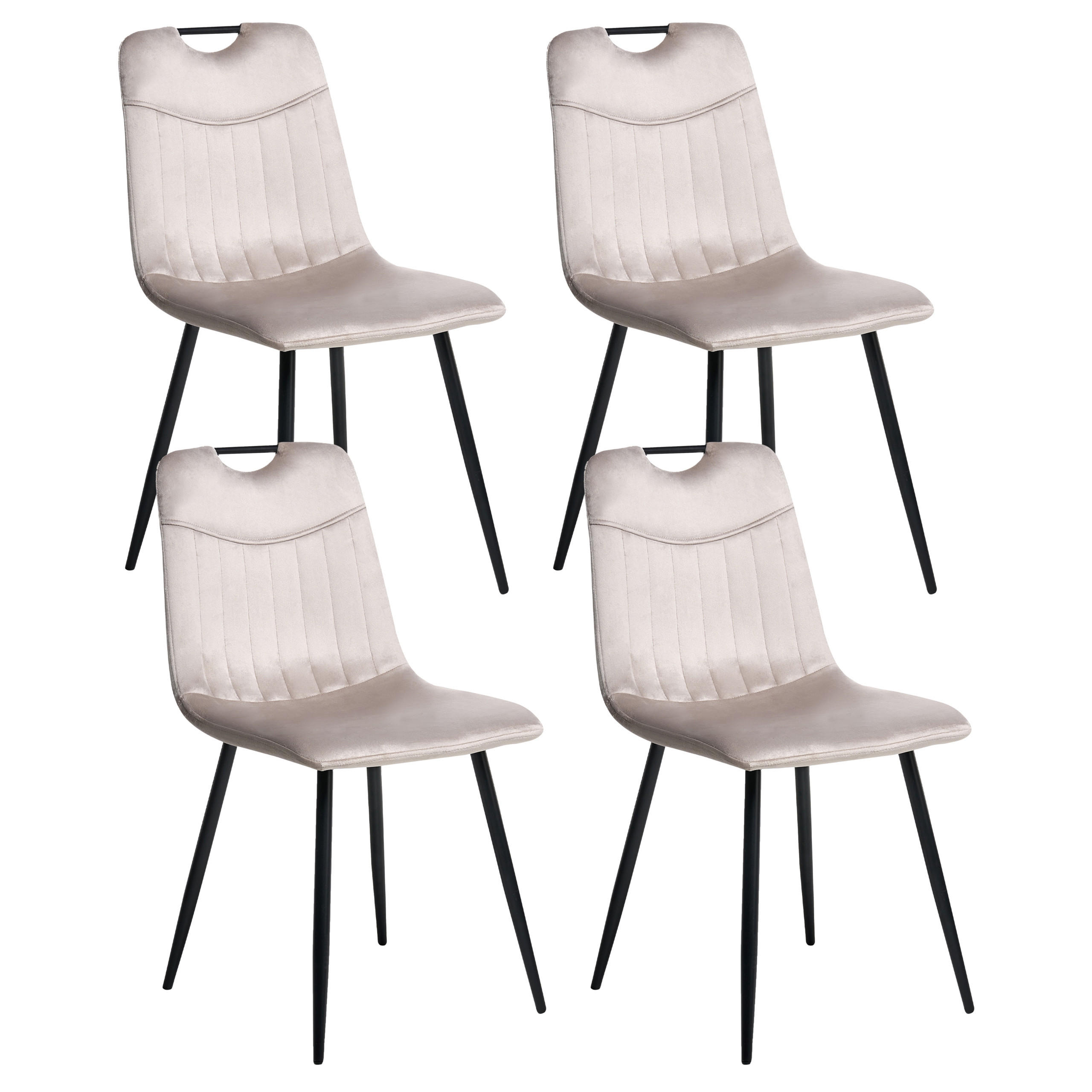 ESSZIMMERSTUHL 4er-Set Taupe Argyle - Taupe/Schwarz, Textil (45/86/55cm) - Beliani