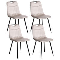 ESSZIMMERSTUHL 4er-Set Taupe Argyle - Taupe/Schwarz, Textil (45/86/55cm) - Beliani