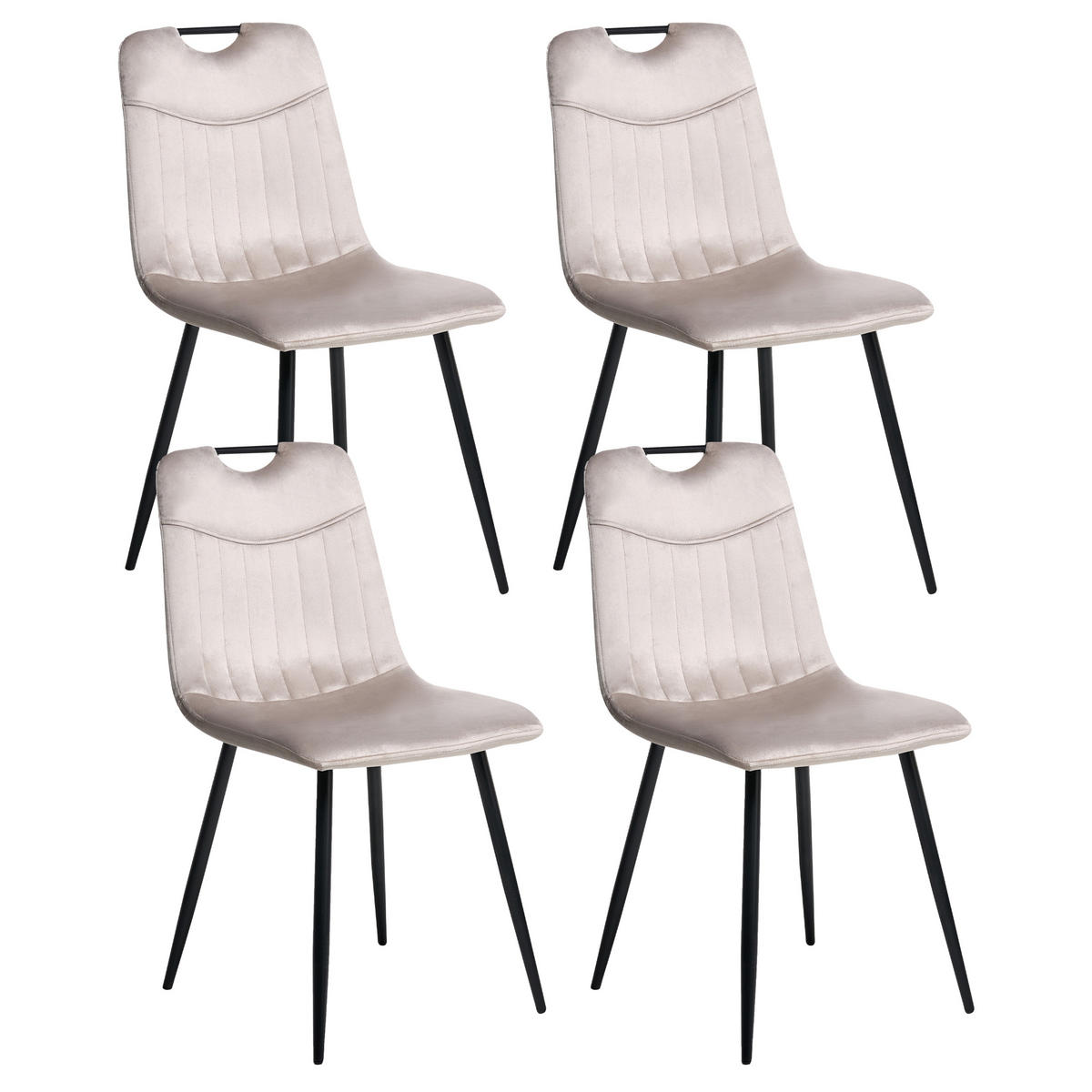 ESSZIMMERSTUHL 4er-Set Taupe Argyle - Taupe/Schwarz, Textil (45/86/55cm) - Beliani