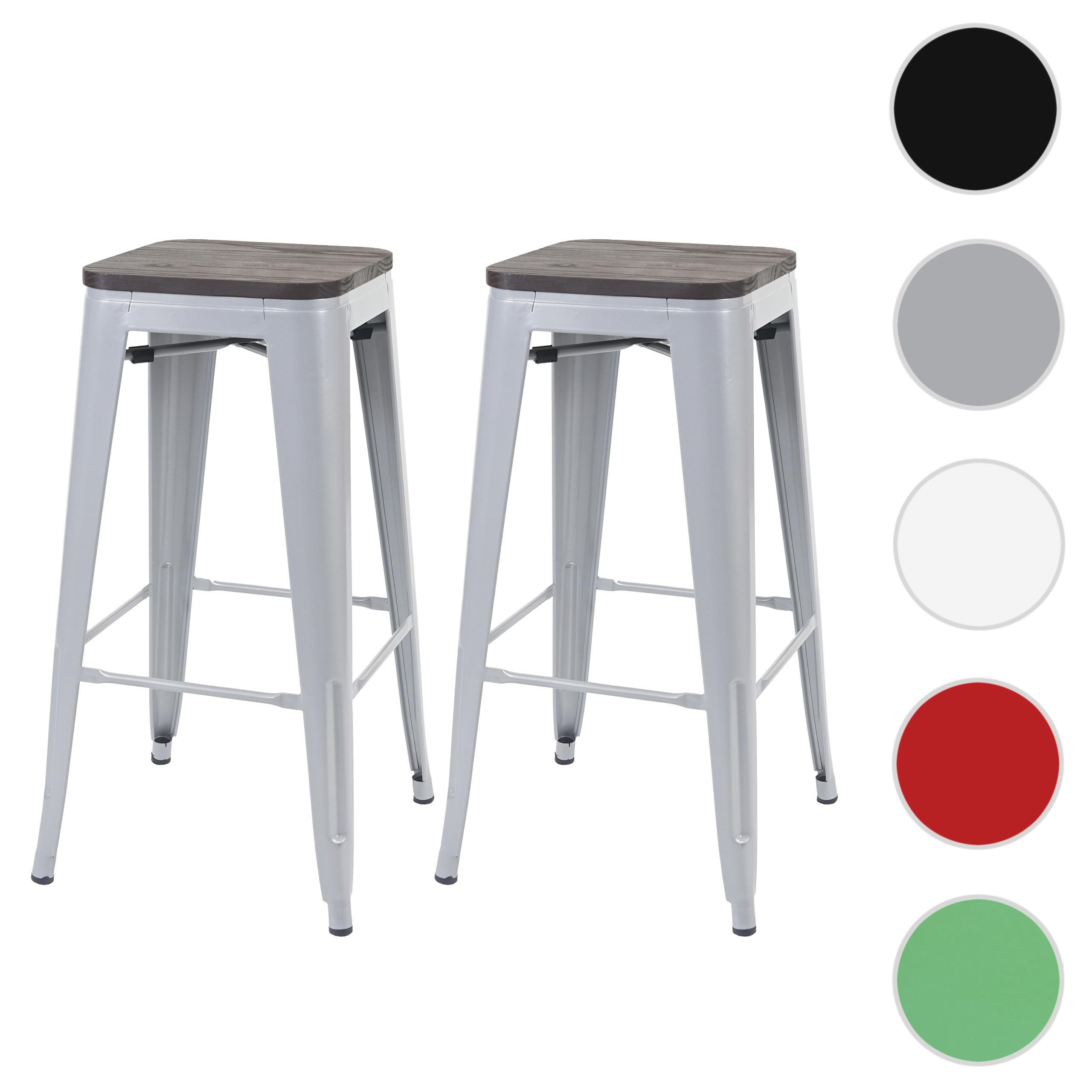 BARHOCKER Grau 2er-Set - Grau, Holz (42/76/42cm) - MCW