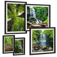 BILDER SET 5er Set - 50x50 cm & 20x30 cm & 40x60 cm Schwarzer Rahmen - Denkmäler Europas in warmen Farben - Schwarz, Kunststoff (40/60cm) - TULUP