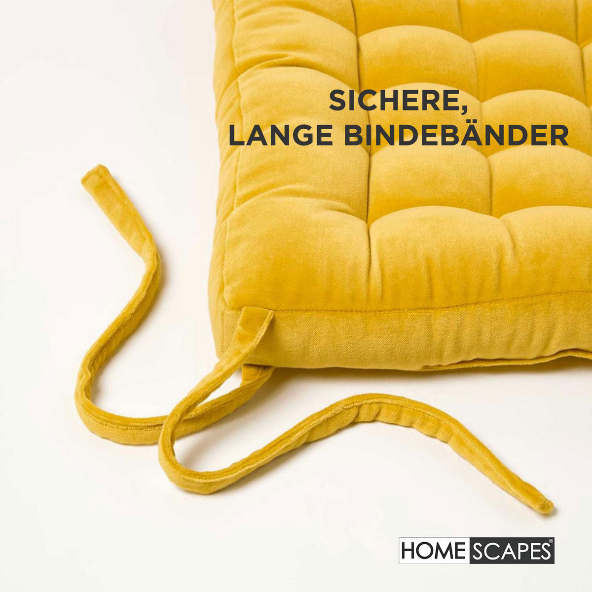 STUHLKISSEN Samt 4er-Set senfgelb 40/40/5 cm - Gelb, Textil (40/40/5cm) - Homescapes