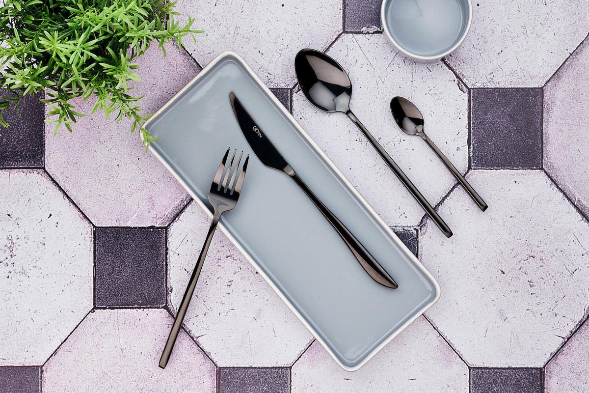 LÖFFEL 6er-Set Olaf - Schwarz - Schwarz, Metall - Björn