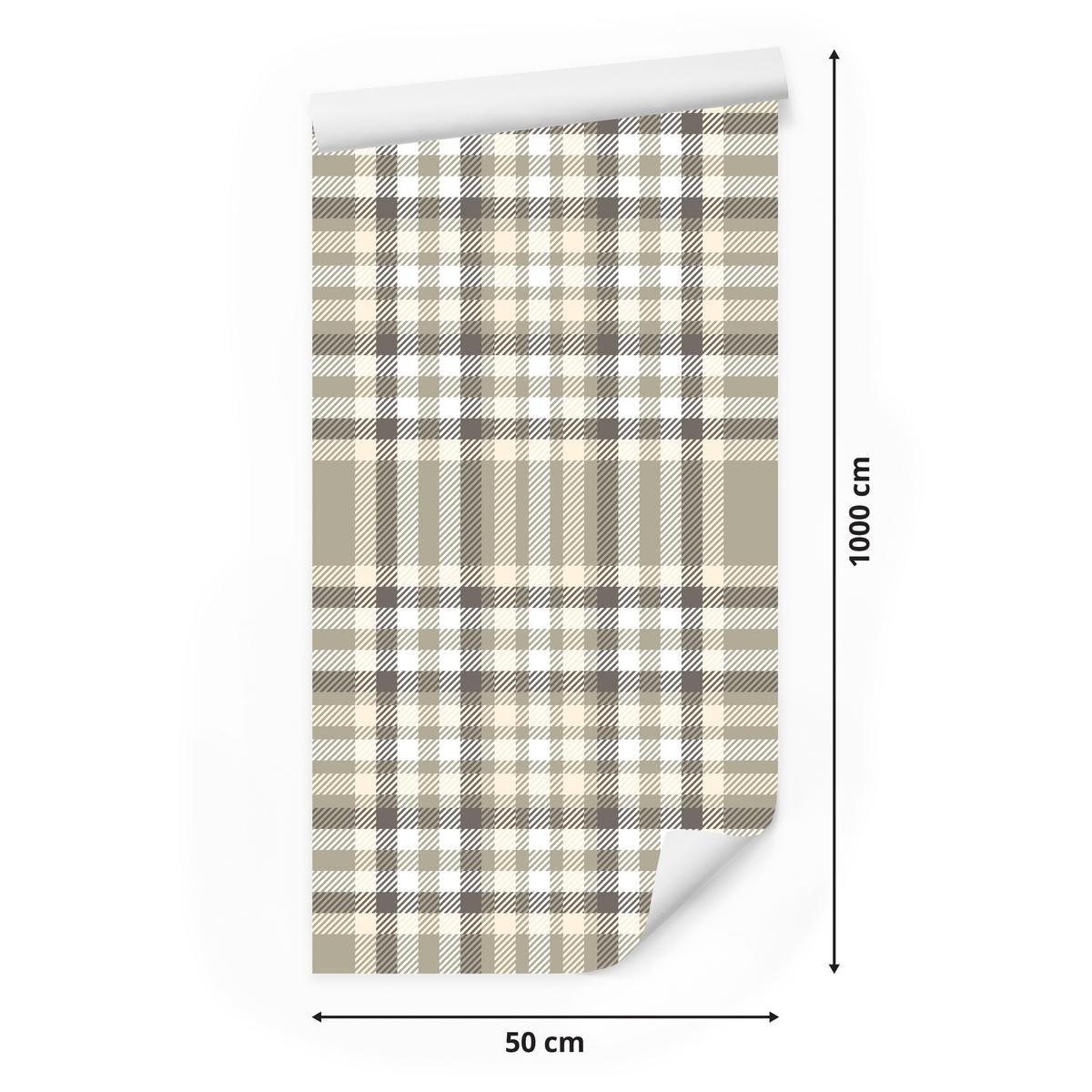 VLIESTAPETE Schottenkaro im Vintage-Stil – Braun, Beige, Weiß – 50x1000 cm - Beige/Braun, Papier (50/1000cm) - Muralo