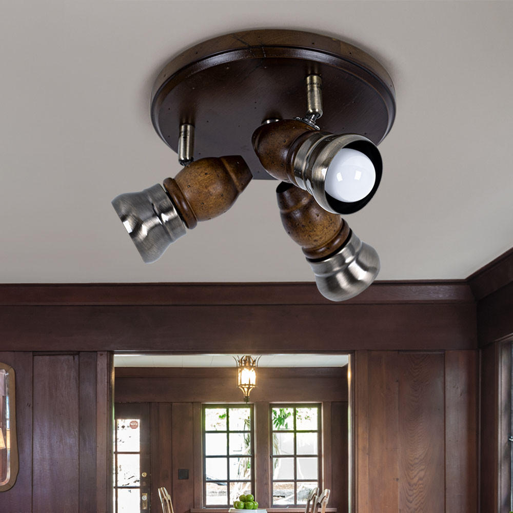 LED DECKENLEUCHTE Holzoptik Braun beweglich - Braun, Holz (7/7/13cm) - Globo Lighting