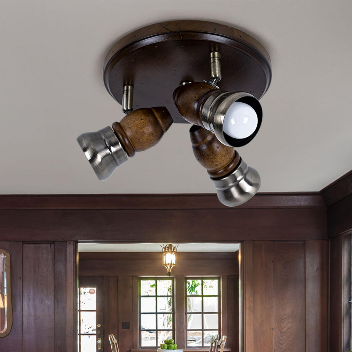 LED DECKENLEUCHTE Holzoptik Braun beweglich - Braun, Holz (7/7/13cm) - Globo Lighting