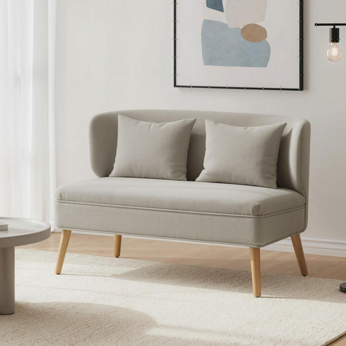 2-SITZER-SOFA Polyester Beige - Beige/Naturfarben, Holz/Holzwerkstoff (65/78.5/117cm) - HOMCOM