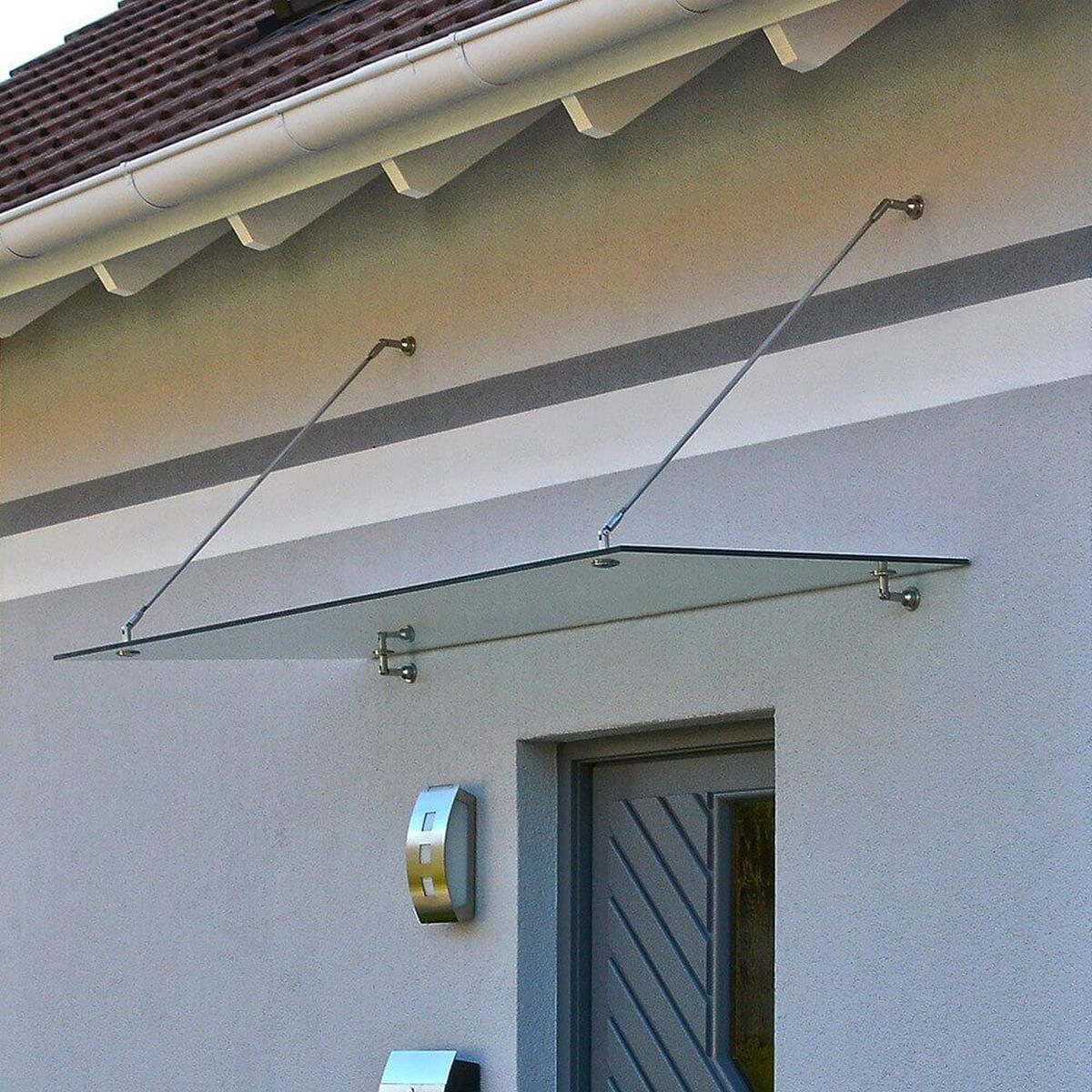 GLASVORDACH RENMA - Größe: 200 - Transparent, Glas (200.2/1.2/90.1cm) - Home Deluxe