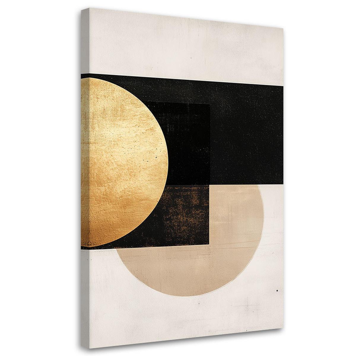 LEINWANDBILD Geometrische Abstraktion Graugold 60x90cm - Beige, Textil (60/90cm) - Feeby