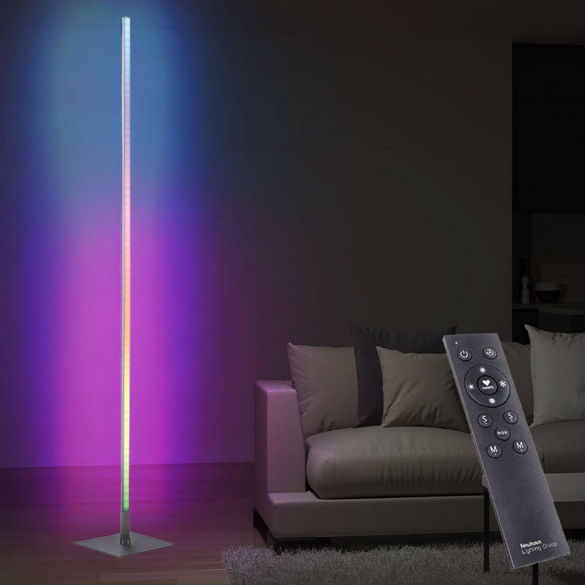 LED STEHLEUCHTE Silber dimmbar RGB - Silberfarben, Metall (20.5/20.5/151cm)