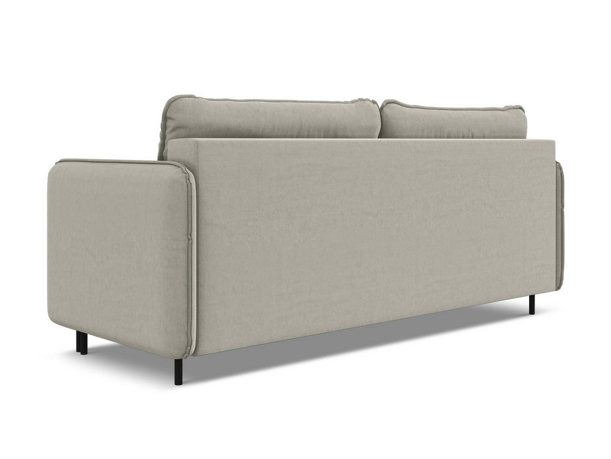 3-SITZER SOFA mit Schlaffunktion Samt Stoff Creme - Perlmutt/Creme, Holz/Textil (226/90/92cm) - Makamii