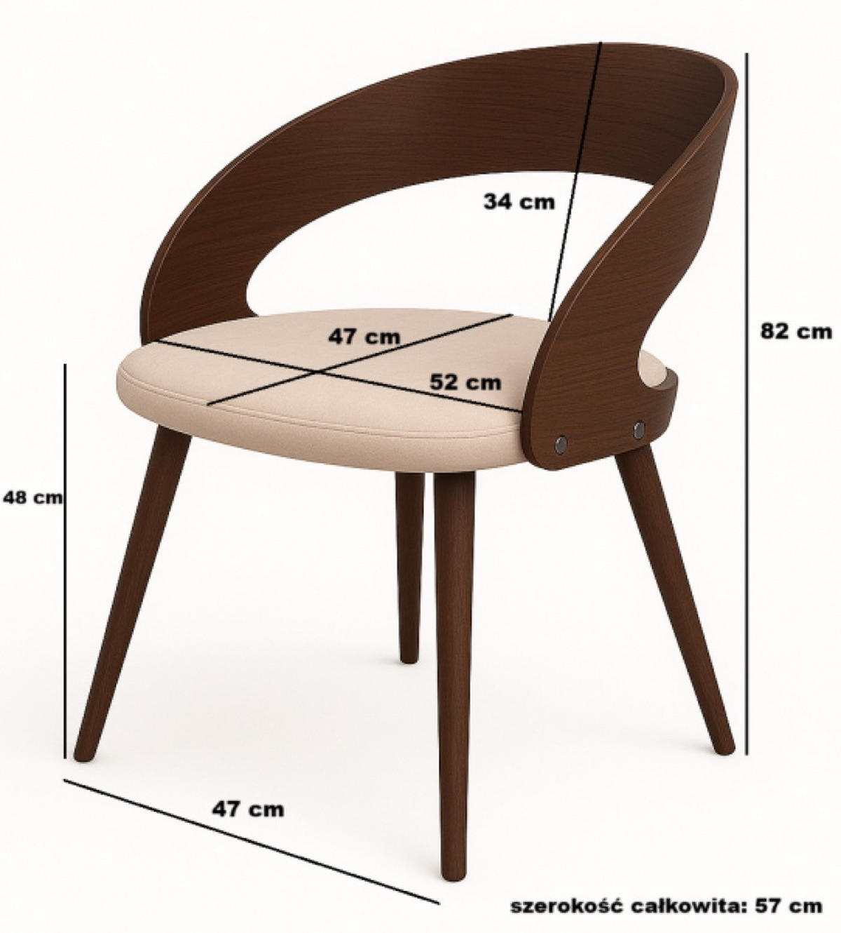 STUHL Grau M-105 Modern Gepolstert 57x47x82 cm Mit Textilbezug - Beige, Textil (57/82/47cm) - Sepro Meble