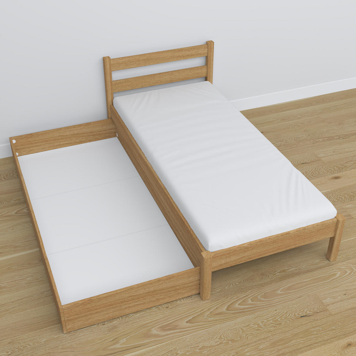 BETT mit Schublade N01 Eiche Natur 120/180 - Eiche Artisan, Naturmaterialien/Holz (120/180cm) - N-Wood