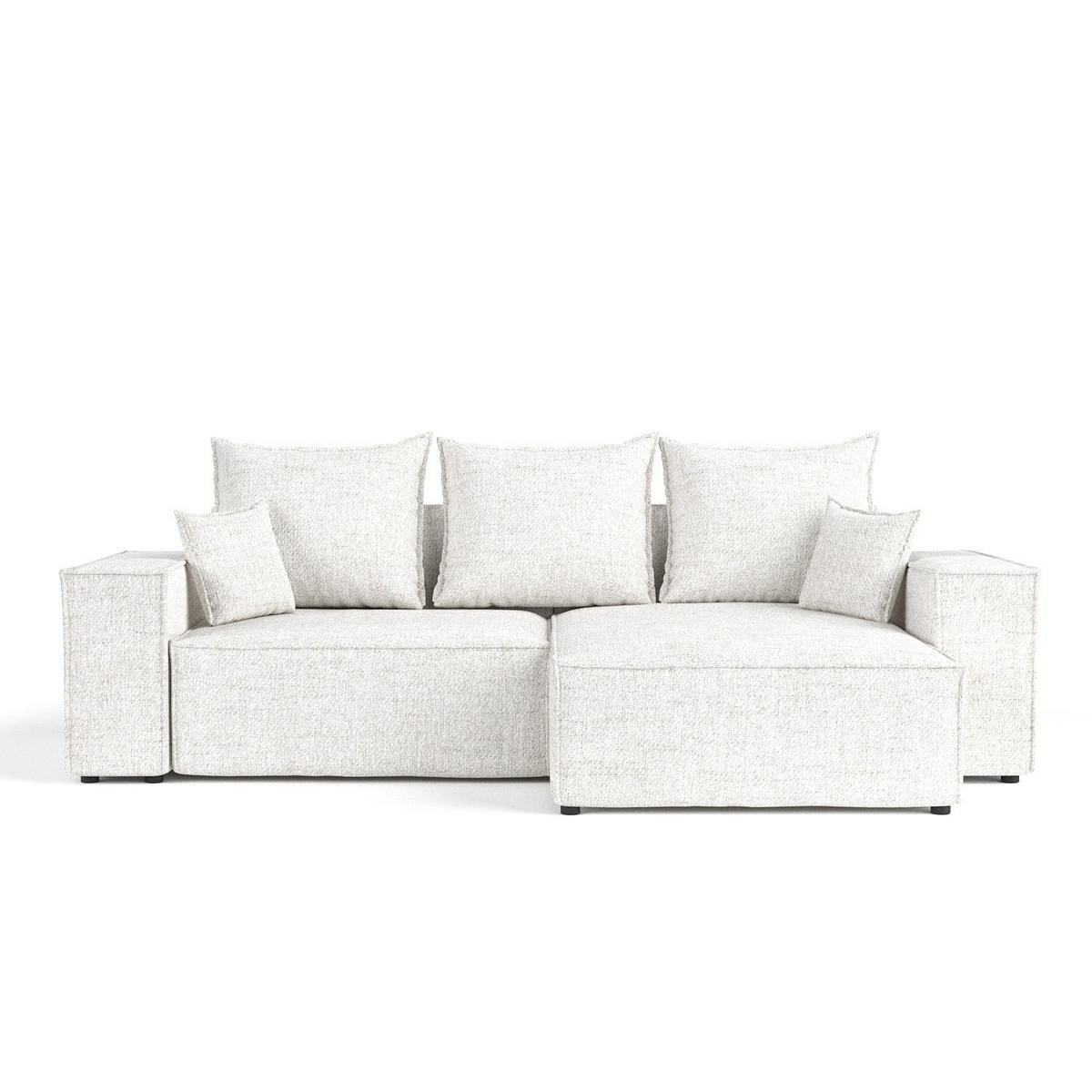 ECKSOFA SENSO mit Schlaffunktion Creme im Neve Stoff - Creme/Schwarz, Holz/Holzwerkstoff (255/148cm) - AltaBeds