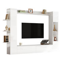 WOHNWAND 4-teilig TV Schrank Vitrine Stauraum Weiß - Weiß, Holzwerkstoff (245/170/30cm) - FLIEKS